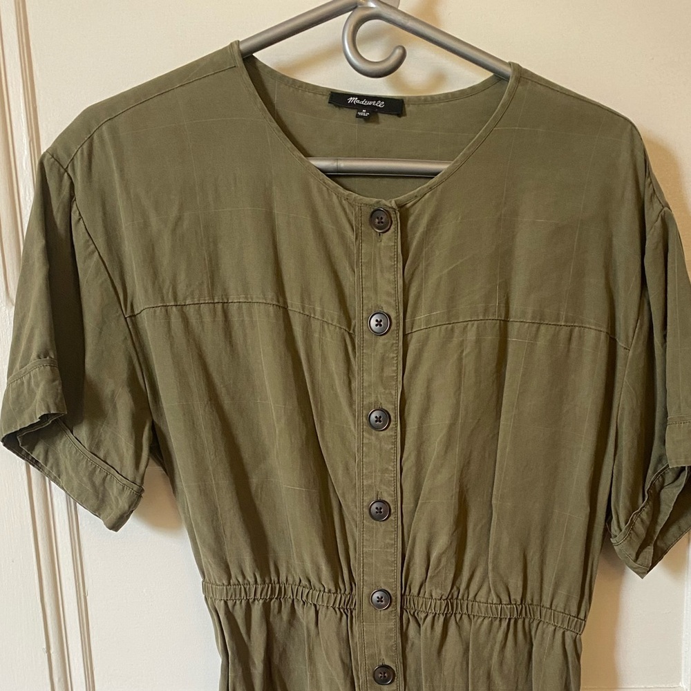 Olive Green Button-Down Jumpsuit - image 5